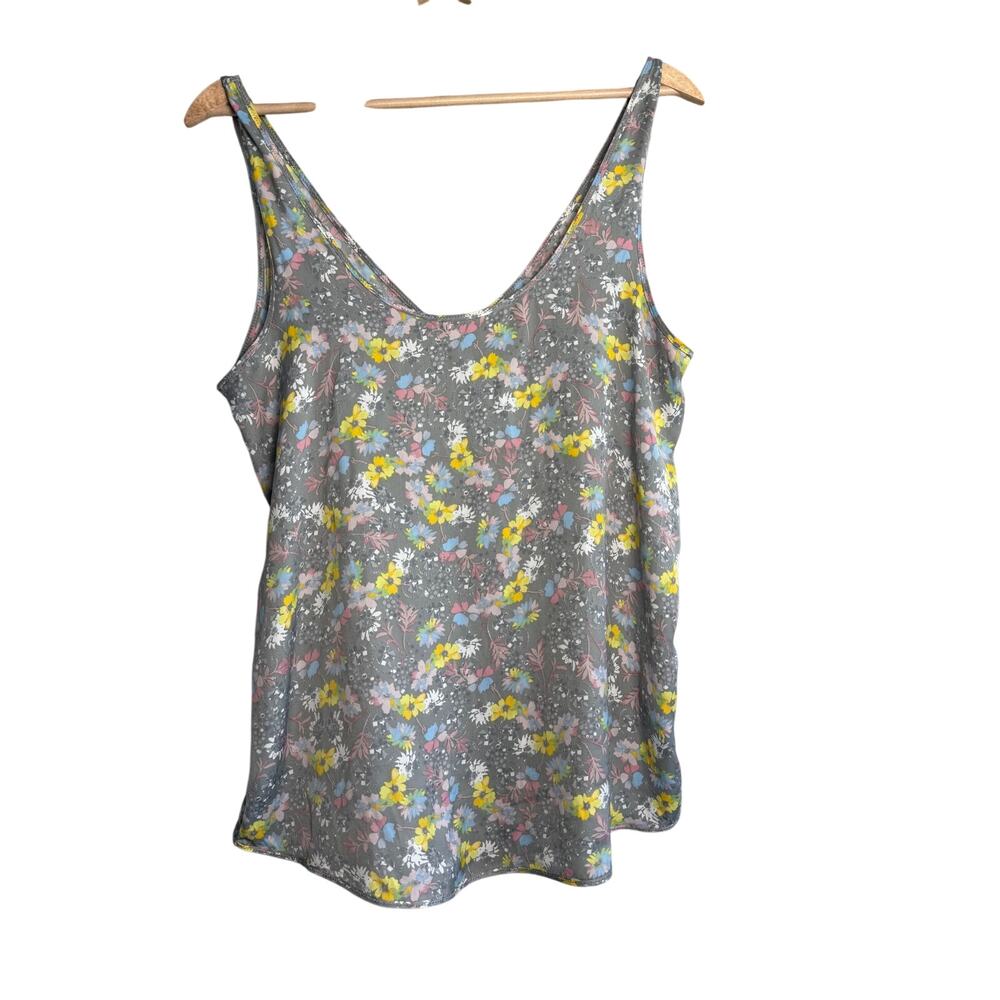 Intimately by Free People Gray Floral Tank Top Size Medium Boho Lightweight